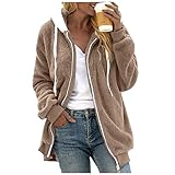 XIANTU Damen Wintermantel Chic Warm, Mantel aus Flou für Damen, Kapuzenjacke mit Tasche, kaki, 54