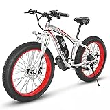 ZOSUO Herren E-Bike Elektrofahrrad Alu 26 Zoll Mit Shimano 7-Gang-Getriebe Pedelec Trekkingrad Mit Motor 1000W 48V15AH Akku Lithium-Schneemobil Strandfahrrad,R