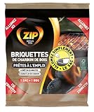 ZIP Briquettes Charbon Bois 1 KG Charcoal Brikett, schw