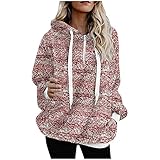 RMBLYfeiye Vintage Hoodie Damen Boho Kapuzenpullover,Teddy-Fleece Pullover Herbst Winter Warm Oberteil & Langarm Hohe Qualität Casual Sweatshirt Ethnischer S