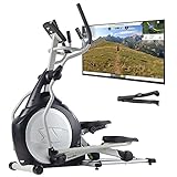 skandika Crosstrainer CardioCross Carbon Pro Ellipsentrainer mit 23,5kg Schwungmasse und Magnetbremssystem | Multifunktionscomputer, Pulsgut, Bluetooth, Tablet-Halterung, Kinomap | bis 145kg (Silber)