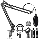 InnoGear Mikrofonständer für Blue Yeti verstellbarer Federausleger Scherenarm-Ständer mit 0,9 cm bis 1,6 cm Schraubadapter Shock Mount Windschutzscheibe Pop Filter Mic Clip Halter Kabelbinder groß