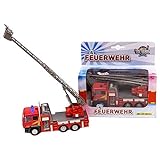 Kids Globe Traffic Feuerwehrauto mit Drehleiter, Spielzeug, Kinderspielzeug mit Licht und Sound, 510126,