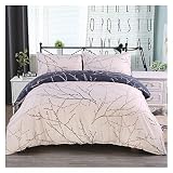 Uni Doppelbett Bettbezug Eleganter Baumbedruckte Bettbezug-Set 2/3 stücke Mikrofaser-Polyester-Bettwäsche-Set Luxus beige / blau Schlafzimmer Bettwäsche mit Kissenbezug Kein Blatt Bettwäsche-S