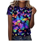 Süße Shirts für Teens Damenmode lässig bedrucktes kurzärmliges Hemdob