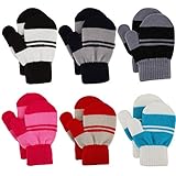 Kleinkind Fäustlinge Winter Handschuhe Gestrickte Streifenhandschuhe Skihandschuhe für Kinder Mädchen Jungen 1 2 3 4 Jahre Alt 6