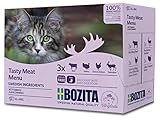 BOZITA Multibox Mixpack Rind, Pute, viel Huhn, Rentier - Häppchen in Soße 12x85g Pouch Portionsbeutel - getreidefreies Nassfutter für erw