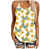 Finetyu Sommer Vest Sexy Weste Top Spaghetti Tops Ärmellose Bluse Oversize Shirt Casual Oberteile Tunika Elegant Bluse Frauen Casual Loose Independence Day Series Bedrucktes Ärmellos Tank Top