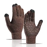 Tuelaly 1 Paar Winterhandschuhe für Herren und Damen, Winterhandschuhe mit elastischem Handgelenk, warme und winddichte Touchscreen-Handschuhe für Outdoor-Sport,