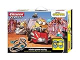 Carrera GO!!! Minion Power Racing Rennstrecken-Set | 4,9m elektrische Rennbahn mit 2 Autos | Handregler, Turboknopf, Streckenteile, Looping | für Kinder ab 5 Jahren & Erw