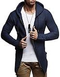 Leif Nelson Herren Sweatjacke mit Kapuze Slim Fit Baumwolle-Anteil Basic Männer Hoodie-Cardigan Langarm Jungen Schwarze Kapuzenjacke für Winter Sommer LN-6301- Blau S