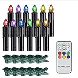 HSLD LED-Kerzen Bunte batteriebetriebene gefälschte Kerzen-Weihnachtsbaumlicht mit Timer-Fernbedienung und Clip dekorativ für Weihnachten Schwarz,10p