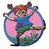 Pippi Langstrumpf © tanzt Blume - Aufnäher, Bügelbild, Aufbügler, Applikationen, Patches, Flicken, zum aufbügeln, Größe: 6 x 6,2