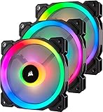 Corsair LL120 RGB LED PWM PC-Gehäuselüfter (120mm Dual Licht Loop RGB LED, Dreierpack mit Lighting Node PRO) schw