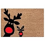 Alliwa Fußmatte Weihnachten | Fußmatte Mit Wichtel Elk Motiv | Fußmatte Außen Innen | FußMatte Lustig Personalisiert | Fußmatte Schmutzfangmatte Waschbar (H)