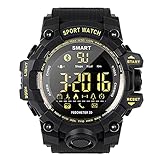 wasserdichte Smarte Sports Digitaluhr für Herren Outdoor Bluetooth Armbanduhr Kalorien Stoppuhr Schrittzähler Anruf-/SMS-Erinnerung Hintergrundbeleuchtung Schwimmen Bergsteigen Uhren (Black)