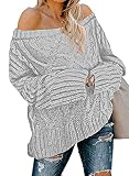 Womens&Ladys Sexy Langarm Schulterfrei Lose Zopfstrick