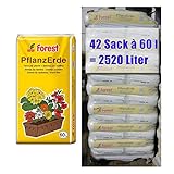 Pflanzerde FOREST 42 Sack mit je 60 Liter = 2520 Liter Qualitäts-Blumenerde aus Bay