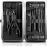 JamBer 15 in 1 Edelstahl Professionelle Maniküre Pediküre Set Nagelknipser Schere Grooming Kit, schw