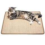 PETTOM Kratzmatte Katze Kratzteppich Sisal (60x40cm) Kratzbretter Boden rutschfest und verschleißfest schützt Teppiche und S