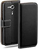 moex Klapphülle für Sony Xperia SP Hülle klappbar, Handyhülle mit Kartenfach, 360 Grad Schutzhülle zum klappen, Flip Case Book Cover, Vegan Leder Handytasche, Schw