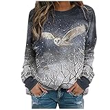 HHOP Weihnachten Hoodie Damen große größen Pullover Damen Grosse grössen Oversize Kleid Longpullover Damen lässig fur Hemd Sommer Damen Damen leinenbluse weiß brauner Reis weiße blusen günstig