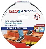 tesa Anti-Rutschband - Rutschfestes Klebeband für innen und außen - Für Treppen, Leitern und glatte Böden - Schwarz - 15 m x 25