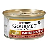 Purina Gourmet Gold Feuchtigkeit Katzenwürfel in Sauce mit Ente in Sauce mit Olive, 24 Dosen à 85 g, 24 x 85 g