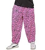 80er Jahre Assi Hose Pink mit Zebramuster Pumper Proll Asi Baggy Pants 80's , Größe:XL
