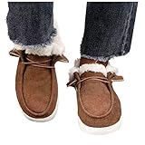 LLDG Damen Winterschuhe Low top Plüsch Schnürschuhe aus Baumwolle Mode Flache Winterstiefel rutschfest Outdoor Schuhe Warme Wanderschuhe Leicht Walkingschuhe Trachtenschuhe Mokassins B
