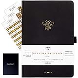 Planer Diary Wochenplaner Undatiertes Tagebuch Organiser - A5 Dickes Papier 140gsm - Kalender Ohne Datum - Wochen/Monats/Jahres-Planer - Terminplaner - Gold B