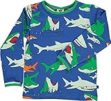 Smafolk Langarmshirt Longsleeve blau mit Allover Hai Print Groesse 3-4 J