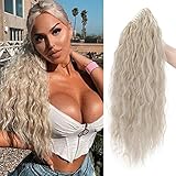 Ponytail Extension Clip in Pferdeschwanz Zopf mit Klammer Haarteil Haarverlängerung Hair Piece Haar Corn Wavy Gewellt wie Echthaar 60cm Aschblonde Mischung Bleichb