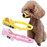 Zuzer 2PCS Hundemaulkorb,Maulkörbe für Hunde,Maulkorb Mesh für Kleine Mittelgroße Hunde (Gelb + Pink, M)