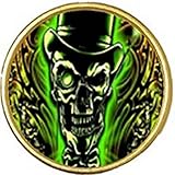 Totenkopf mit Zylinder Piraten-Motiv, goldfarben, mit Samtb