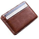 Mini Leder Brieftasche Goosun Männlich Klein Geldbörsen Kartenetui Visitenkartenetui ID Kreditkarteninhaber Geldbörse Herren Geldbeutel Portemonnaie Portmonee Börse Kleines Clutches (1 pcs, Braun)