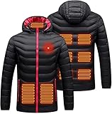 BEIAKE Beheizte Jacke Für Frauen, Mit 9 Heizungsbereich Winter Slim Fit Aufladbare Elektrische Warme Mantel Für Den Außensport,Schwarz,L