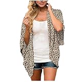 Raopuzi Damen Florale Kimono Cardigan Chiffon Cardigan Shawl Frauen Kurzarm Bluse Bikini Cover Up Strandkleid Jäckchen Boho Printed Chiffon Lose Chiffon-Stoff Schal Kimono Cardigan Jacke (Grün, S)