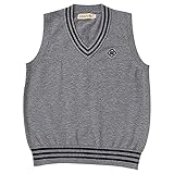 WOOKIT Damen Herren Pullunder, Ärmellos V-Ausschnitt Strickweste, Jungen Mädchen Klassisch Gestrickte Gestreifte Pullover für Frühling Herbst Winter-Grau-M