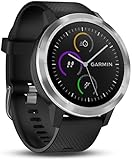 Garmin vívoactive 3 GPS-Fitness-Smartwatch - vorinstallierte Sport-Apps, kontaktloses Bezahlen mit Garmin Pay, Schwarz-Silber (Generalüberholt)