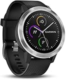 Garmin vívoactive 3 GPS-Fitness-Smartwatch - vorinstallierte Sport-Apps, kontaktloses Bezahlen mit Garmin Pay, Schwarz-Silber (Generalüberholt)