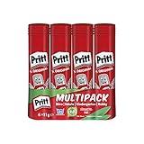 Pritt Klebestift, sicherer und kinderfreundlicher Kleber für Kunst und Bastelarbeiten, starker Klebstoff für Schule & Bürobedarf, 4x11g Pritt S