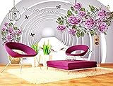 Space Line Rose Blumen Schmetterling Blätter Luxe Wallpaper Home Decor-Wall Art Fine Decor Abmessungen Wandbild Tapete Wanddekoration fototapete 3d Vlies wandbild Schlafzimmer-300cm×210