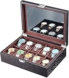 WDSZXH Black Watch Box Organizer, 10 Slots Uhrengehäuse für Männer, Uhren-Anzeigen-Schrank mit großem Glasfenster, Sofa-F