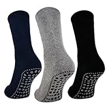 3 oder 6 Paar ABS Socken Herren & Damen Anti Rutsch Socken Baumwolle 8600 (Schwarz|Blau|Grau 3 Paar 43-46)