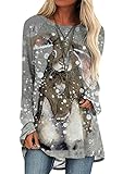 TYQQU Damen Osterhase Grafik Langes Sweatshirt Langarm Rundhals Weich Lose Übergroßer Pullover Schneekaninchen XS