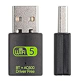 WiFi Adapter, USB Bluetooth Dongle WLAN Bluetooth Stick 600Mbps Dual Band 5GHz/2.4GHz Wireless Transmitter Empfänger mit Gebaut- I