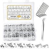 460 Stück Edelstahl Schrauben und Muttern Set, M2.5 M3 M4 M5 M6 M8 Sechskopf Innensechskant Gewindeschrauben Mit Unterlegscheiben Sortiment Kit in Aufbewahrungsbox