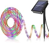 Pillowcase 150LED-Streifen im Freien, wasserdicht 5M Flexibles LED-Band Solarbetriebene Streifenlichter 8 Modi für Garten Weihnachten Hochzeit Home Decor (RGB)