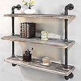 YINGGEXU Regal. 3 Tier Robuste Heavy Duty Holz Schwimmdock Regale, Industrie-Stahl-Wasser-Rohr-Rack-Regale, Rustic Shabby Distressed Holz Wand Abstellflächen Startseite Organizer (Farbe: A, Größe: E
